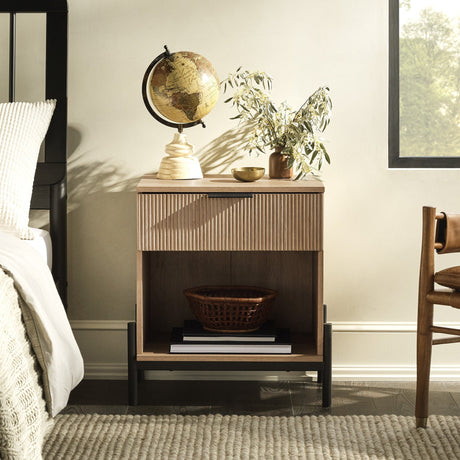 Paris Modern Scandinavian Reeded Nightstand-Bedroom-Parc Decor