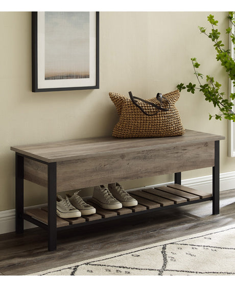 Park City Wood and Metal Bench-Occasional-Parc Decor