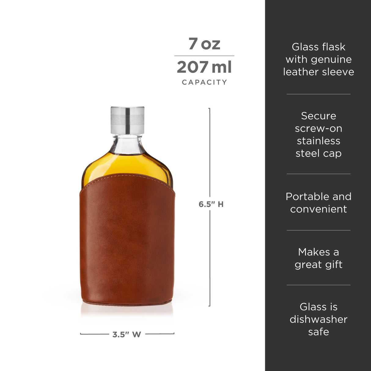 Parker Leather-Wrapped Glass Flask-product_type::novelty_flasks-Parc Decor