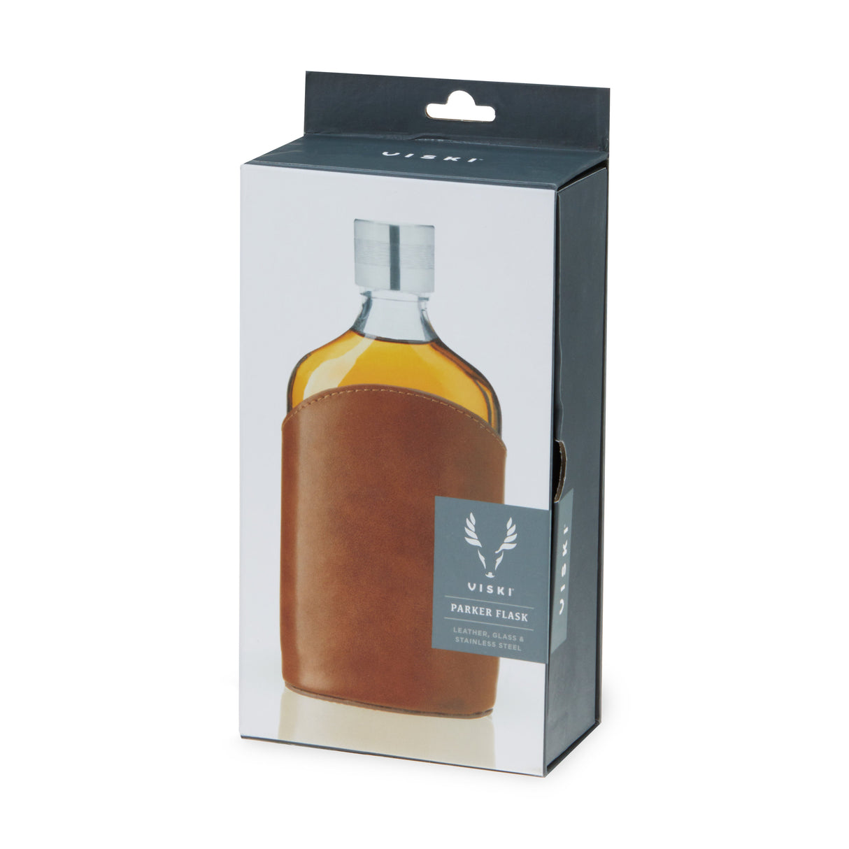 Parker Leather-Wrapped Glass Flask-product_type::novelty_flasks-Parc Decor