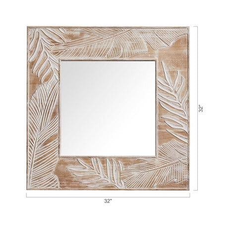 Parrot Uncle Frame for Mirrors Traditional Square Mirror Vintage Wall Decoration with Leaf Pattern