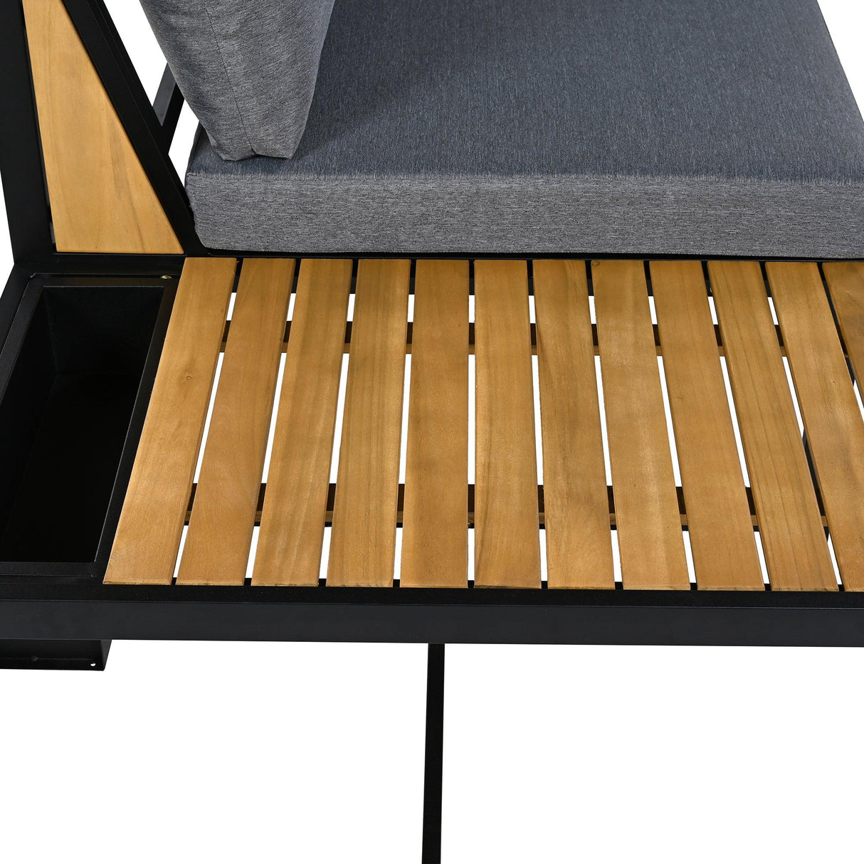 Patio Furniture Set with Loveseats, 4 Pieces Outdoor Sofa Set with Waterproof Cushions, Durable Iron-Wood Design for Garden, Backyard, Poolside-户外组合沙发套装-Parc Decor