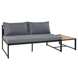 Patio Furniture Set with Loveseats, 4 Pieces Outdoor Sofa Set with Waterproof Cushions, Durable Iron-Wood Design for Garden, Backyard, Poolside-户外组合沙发套装-Parc Decor