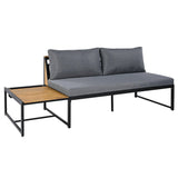 Patio Furniture Set with Loveseats, 4 Pieces Outdoor Sofa Set with Waterproof Cushions, Durable Iron-Wood Design for Garden, Backyard, Poolside-户外组合沙发套装-Parc Decor