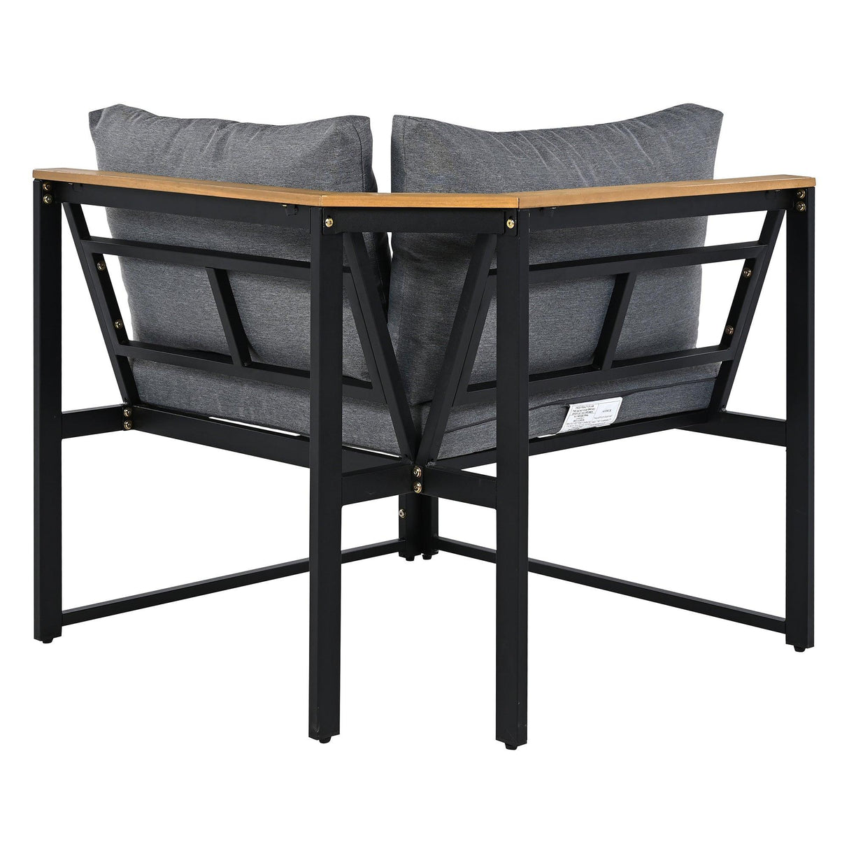 Patio Furniture Set with Loveseats, 4 Pieces Outdoor Sofa Set with Waterproof Cushions, Durable Iron-Wood Design for Garden, Backyard, Poolside-户外组合沙发套装-Parc Decor