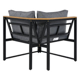 Patio Furniture Set with Loveseats, 4 Pieces Outdoor Sofa Set with Waterproof Cushions, Durable Iron-Wood Design for Garden, Backyard, Poolside-户外组合沙发套装-Parc Decor