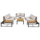 Patio Furniture Set with Loveseats, 4 Pieces Outdoor Sofa Set with Waterproof Cushions, Durable Iron-Wood Design for Garden, Backyard, Poolside-户外组合沙发套装-Parc Decor