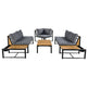 Patio Furniture Set with Loveseats, 4 Pieces Outdoor Sofa Set with Waterproof Cushions, Durable Iron-Wood Design for Garden, Backyard, Poolside-户外组合沙发套装-Parc Decor
