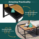 Patio Furniture Set with Loveseats, 4 Pieces Outdoor Sofa Set with Waterproof Cushions, Durable Iron-Wood Design for Garden, Backyard, Poolside-户外组合沙发套装-Parc Decor