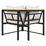 Patio Furniture Set with Loveseats, 4 Pieces Outdoor Sofa Set with Waterproof Cushions, Durable Iron-Wood Design for Garden, Backyard, Poolside-户外组合沙发套装-Parc Decor