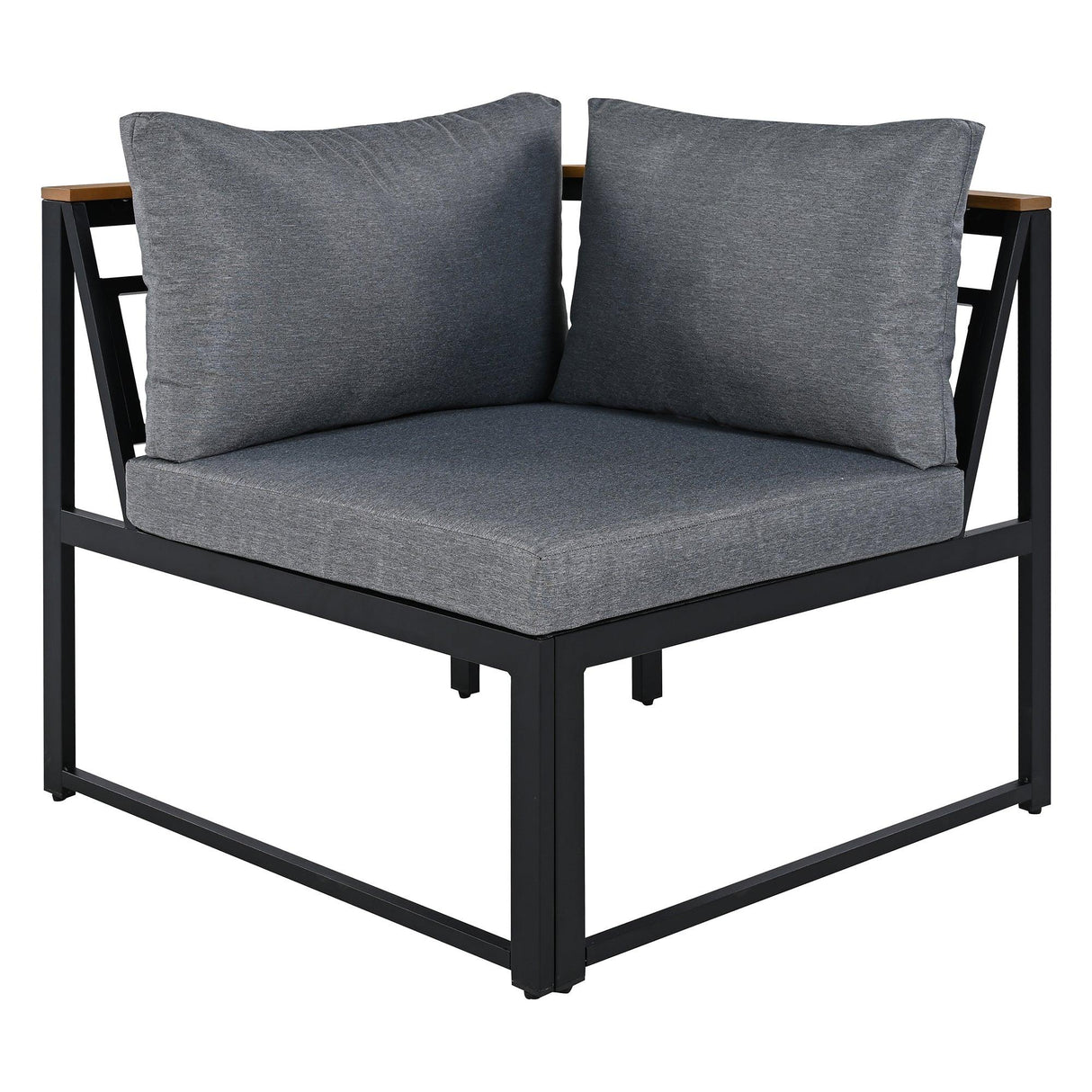 Patio Furniture Set with Loveseats, 4 Pieces Outdoor Sofa Set with Waterproof Cushions, Durable Iron-Wood Design for Garden, Backyard, Poolside-户外组合沙发套装-Parc Decor