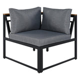 Patio Furniture Set with Loveseats, 4 Pieces Outdoor Sofa Set with Waterproof Cushions, Durable Iron-Wood Design for Garden, Backyard, Poolside-户外组合沙发套装-Parc Decor