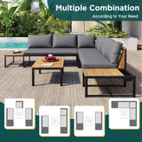 Patio Furniture Set with Loveseats, 4 Pieces Outdoor Sofa Set with Waterproof Cushions, Durable Iron-Wood Design for Garden, Backyard, Poolside-户外组合沙发套装-Parc Decor
