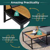 Patio Furniture Set with Loveseats, 4 Pieces Outdoor Sofa Set with Waterproof Cushions, Durable Iron-Wood Design for Garden, Backyard, Poolside-户外组合沙发套装-Parc Decor