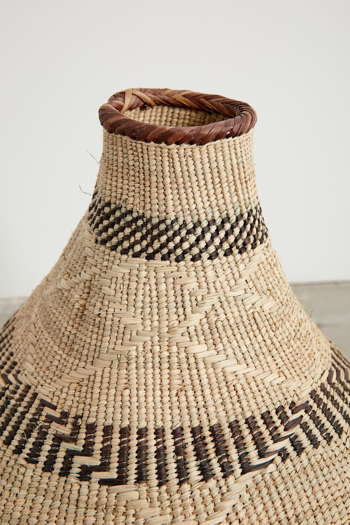 Patterned Binga Nongo Gourd Woven Basket-Baskets & Vessels-Parc Decor