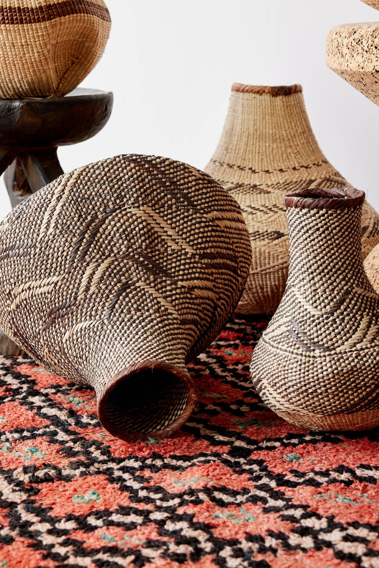 Patterned Binga Nongo Gourd Woven Basket-Baskets & Vessels-Parc Decor