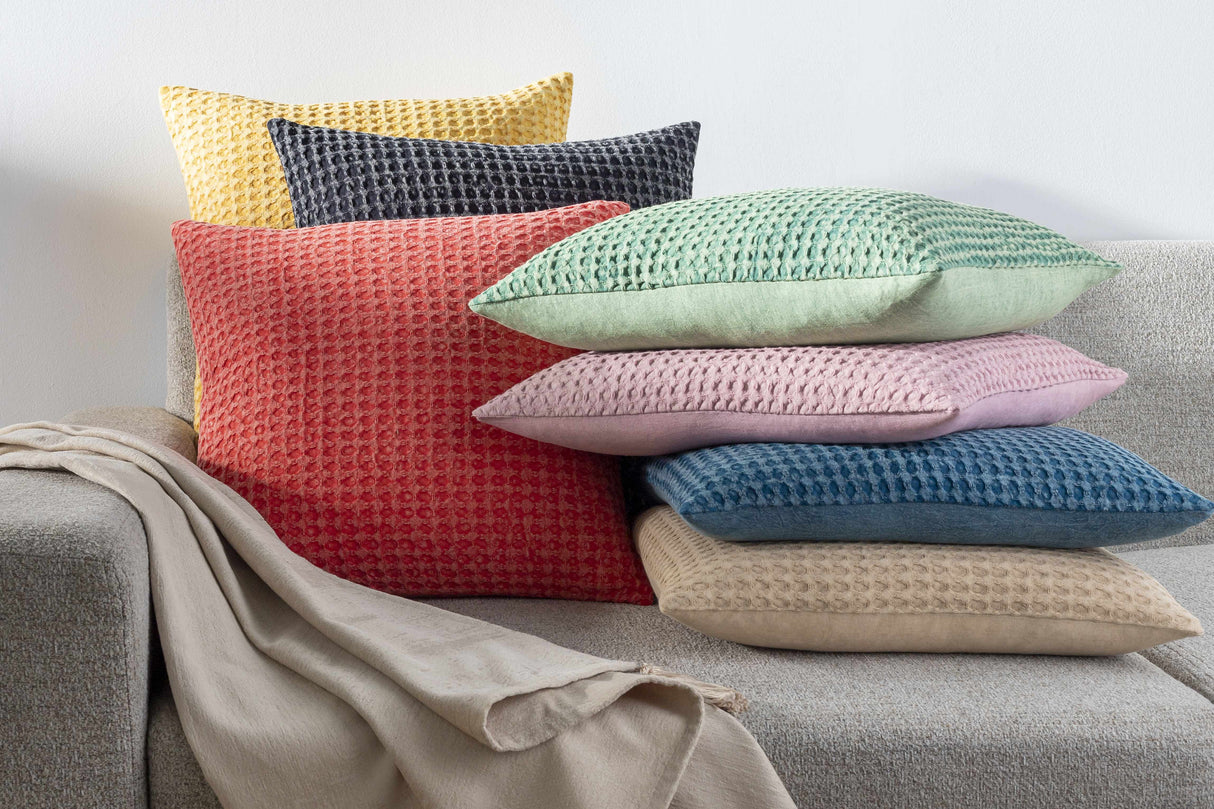 Paulding Textured Yellow Cotton Square Throw Pillow-Throw Pillows-Parc Decor