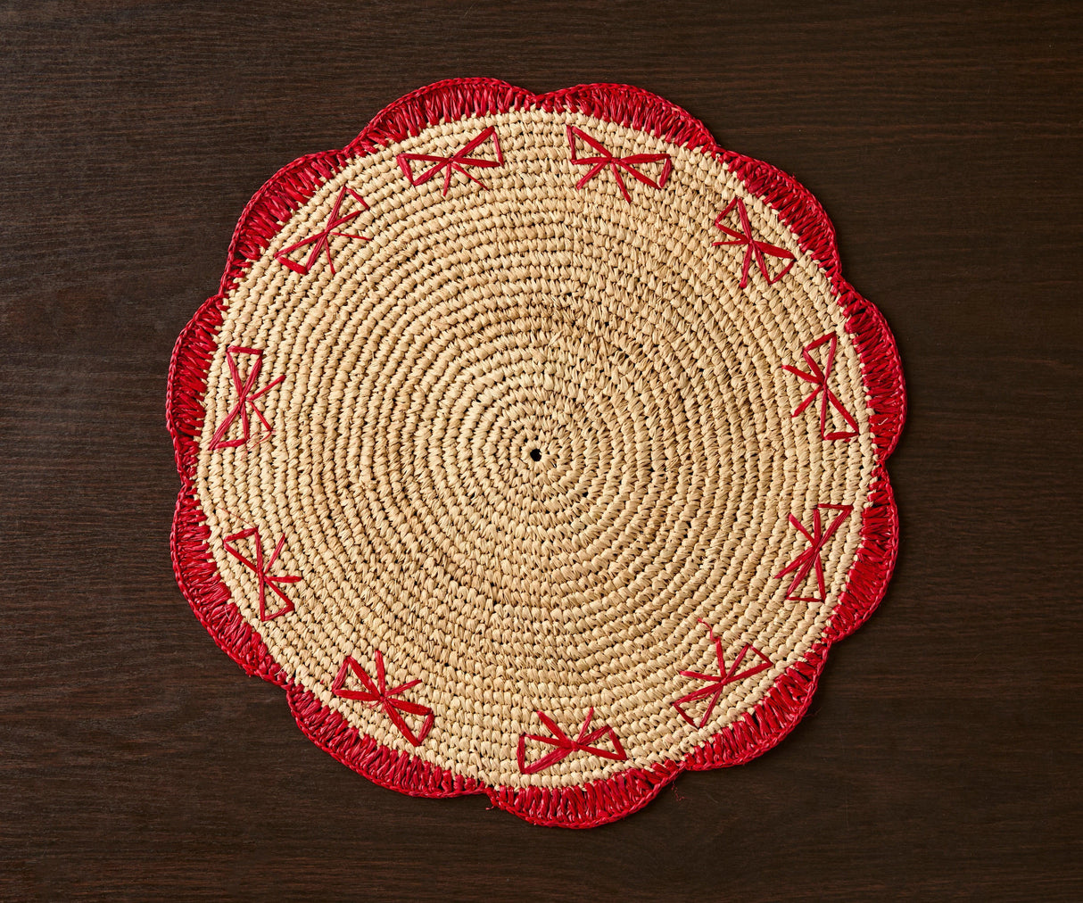 Payton James Handwoven Bow Placemats – Hand-Crocheted Raffia Palm Placemats – Unique Kitchen & Dining Table Decor – Handmade Tableware-table tops-Parc Decor