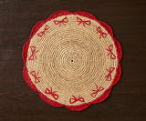 Payton James Handwoven Bow Placemats – Hand-Crocheted Raffia Palm Placemats – Unique Kitchen & Dining Table Decor – Handmade Tableware-table tops-Parc Decor