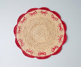 Payton James Handwoven Bow Placemats – Hand-Crocheted Raffia Palm Placemats – Unique Kitchen & Dining Table Decor – Handmade Tableware-table tops-Parc Decor