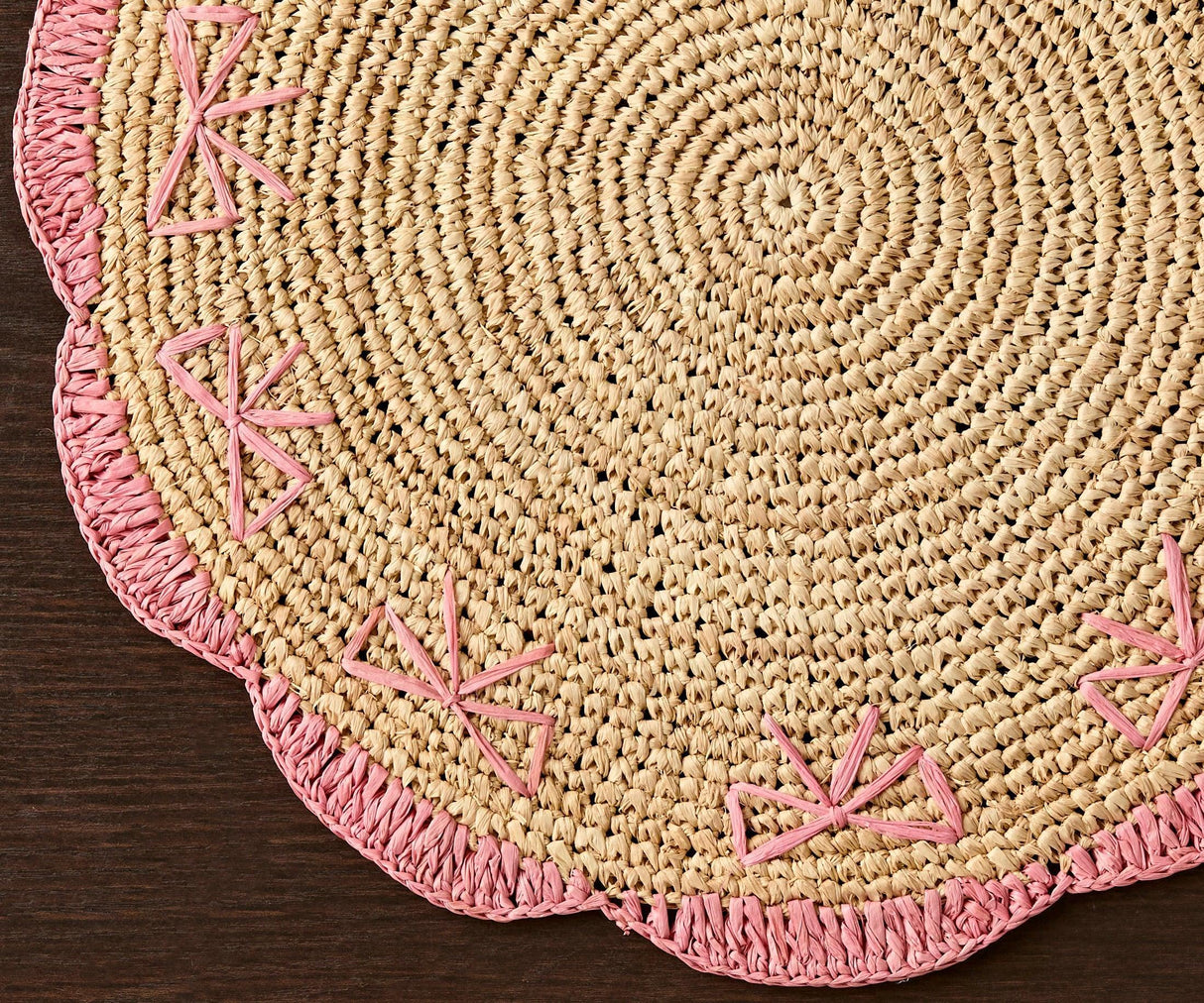 Payton James Handwoven Bow Placemats – Hand-Crocheted Raffia Palm Placemats – Unique Kitchen & Dining Table Decor – Handmade Tableware-table tops-Parc Decor