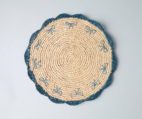 Payton James Handwoven Bow Placemats – Hand-Crocheted Raffia Palm Placemats – Unique Kitchen & Dining Table Decor – Handmade Tableware-table tops-Parc Decor