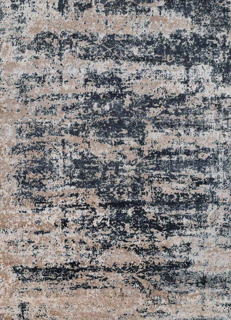 Peach and Charcoal Modern Abstract Hand Knotted Bamboo Silk 8x10 Area Rug