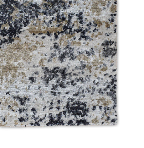 Peach and Charcoal Modern Abstract Hand Knotted Bamboo Silk 8x10 Area Rug
