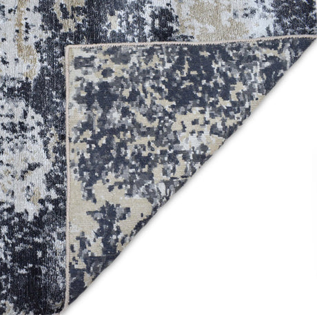 Peach and Charcoal Modern Abstract Hand Knotted Bamboo Silk 8x10 Area Rug