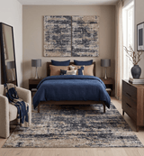 Peach and Charcoal Modern Abstract Hand Knotted Bamboo Silk 8x10 Area Rug