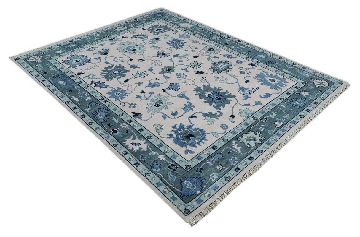 Peach And Gray Hand Knotted Traditional Oushak Custom Made Wool Area Rug
