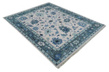Peach And Gray Hand Knotted Traditional Oushak Custom Made Wool Area Rug