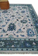 Peach And Gray Hand Knotted Traditional Oushak Custom Made Wool Area Rug