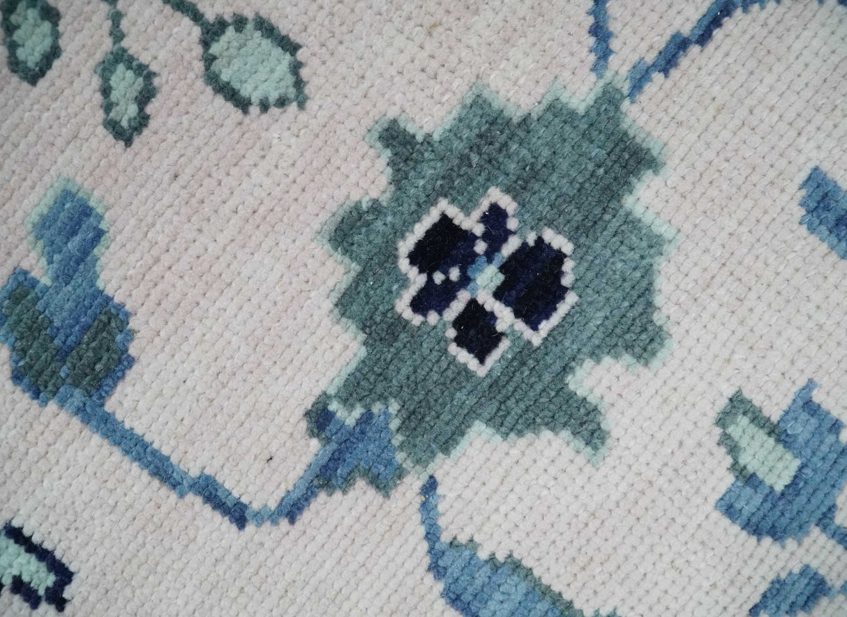 Peach And Gray Hand Knotted Traditional Oushak Custom Made Wool Area Rug