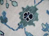 Peach And Gray Hand Knotted Traditional Oushak Custom Made Wool Area Rug