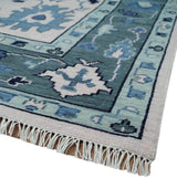 Peach And Gray Hand Knotted Traditional Oushak Custom Made Wool Area Rug