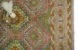 Peach, Mustard, Brown and Gray Oriental Hand Knotted Multi Size Wool Area Rug, Living Room and Bedroom Rug