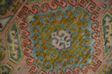 Peach, Mustard, Brown and Gray Oriental Hand Knotted Multi Size Wool Area Rug, Living Room and Bedroom Rug