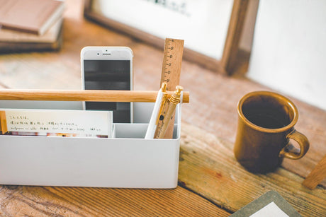 Pen + Desk Organizer - Large - Steel + Wood