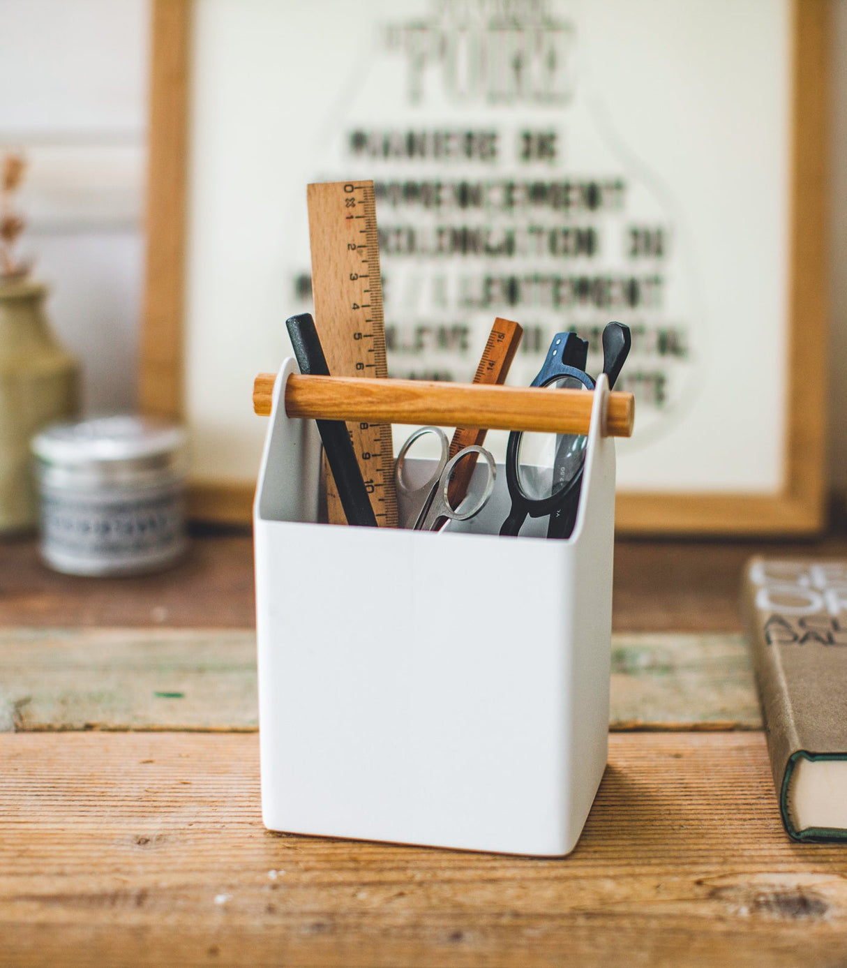Pen + Desk Organizer - Small - Steel + Wood