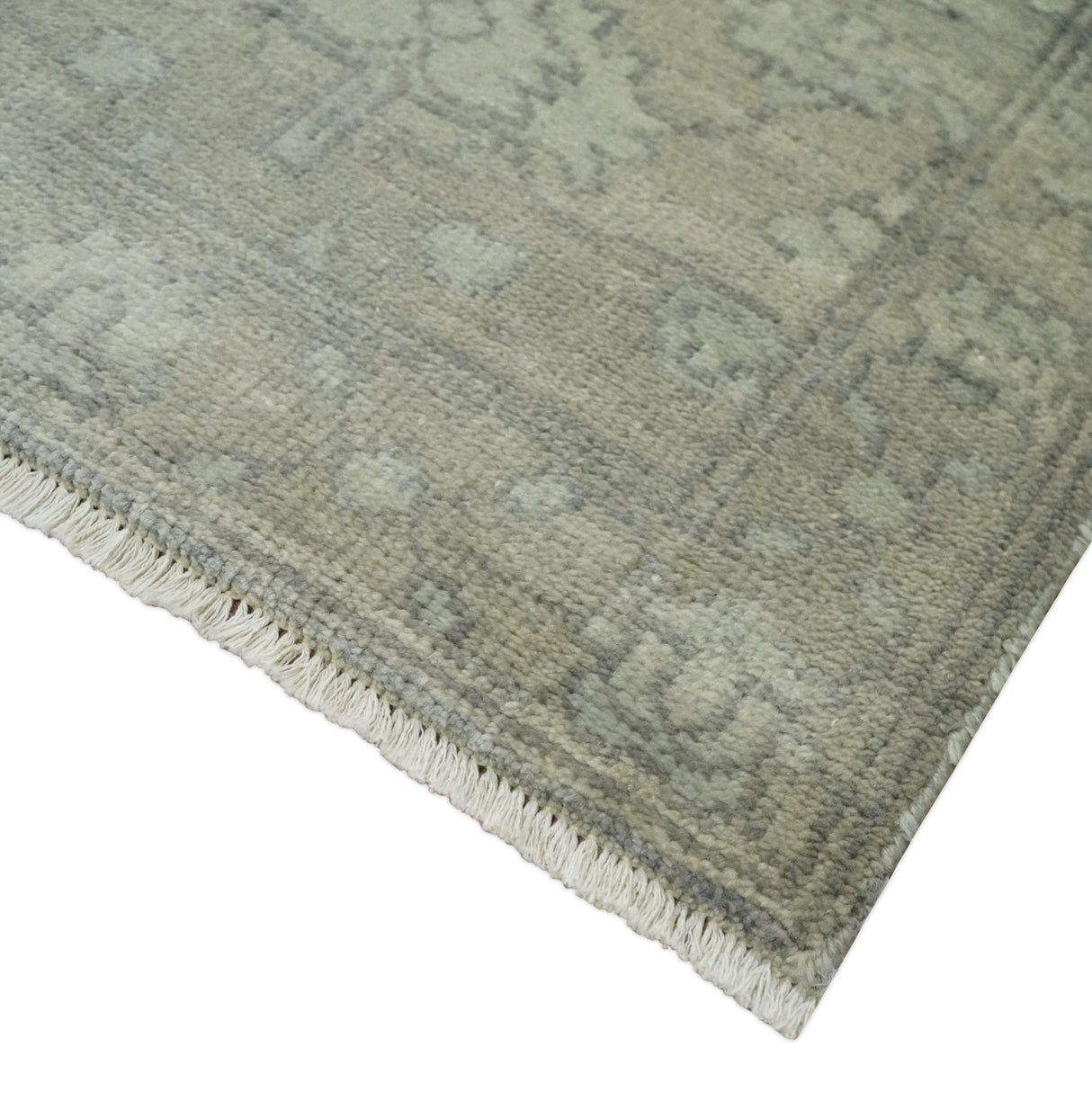 Persian Oushak 2x3 Hand Knotted Beige and Gray Traditional Wool Rug