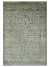 Persian Oushak 2x3 Hand Knotted Beige and Gray Traditional Wool Rug