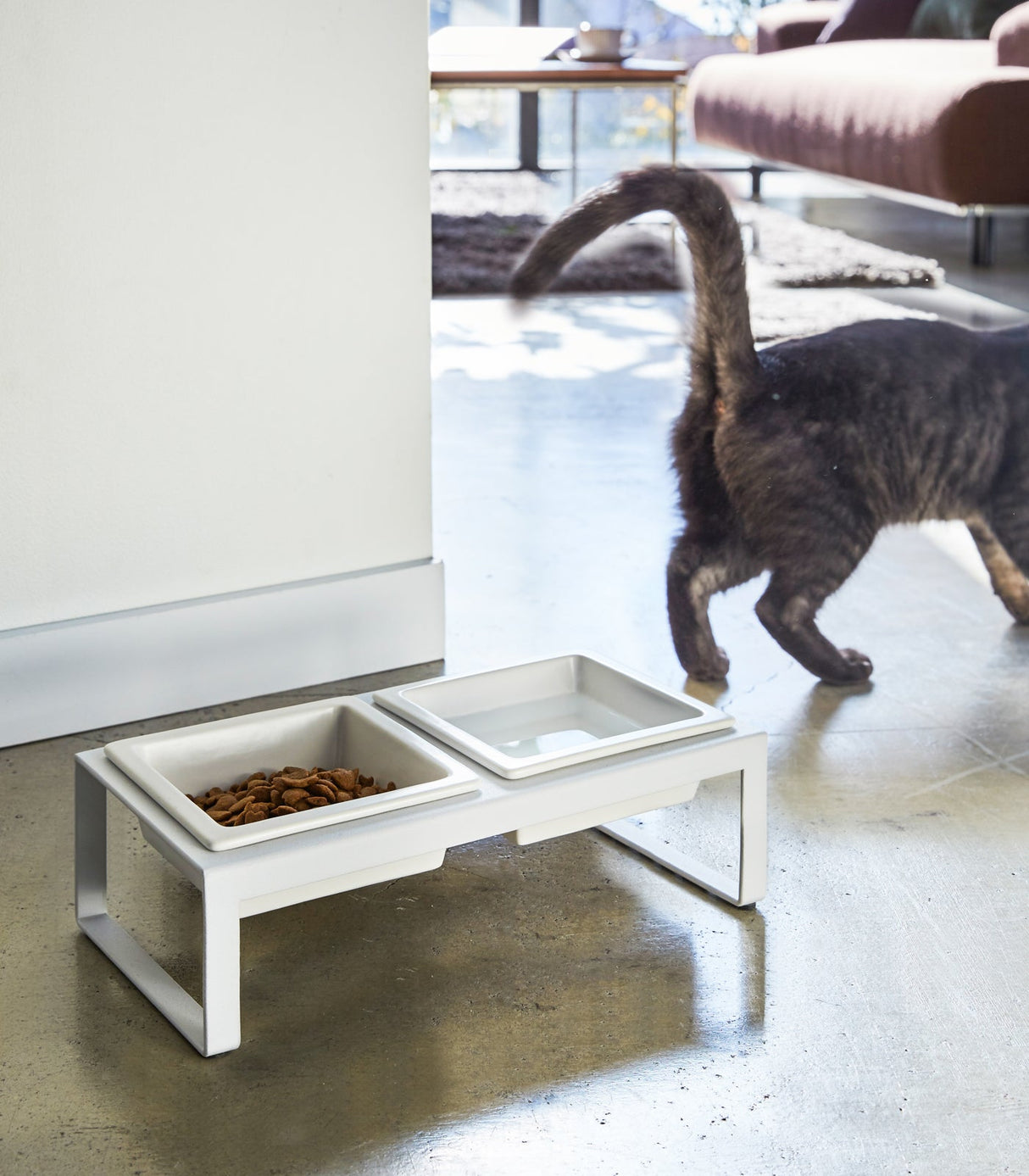 Pet Food Bowl - Tall - Steel + Ceramic-Pets-Parc Decor