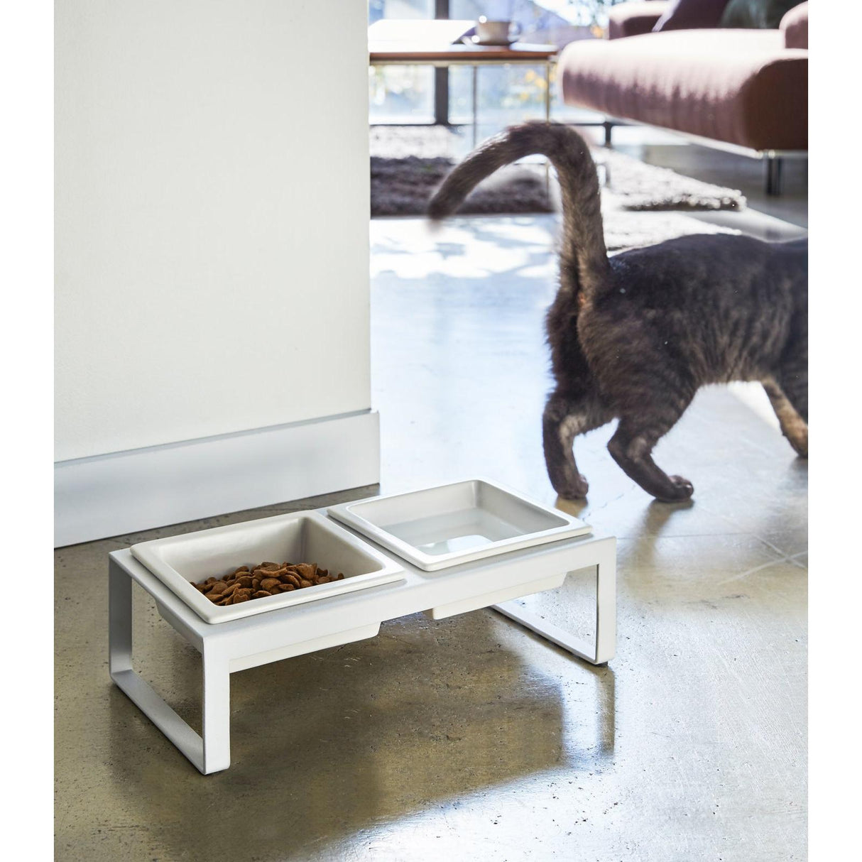 Pet Food Bowl - Tall - Steel + Ceramic