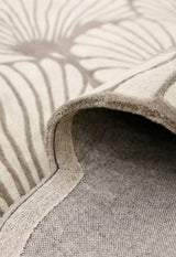 Petals Modern Floral Lace Beige Hand Tufted 5x7 Wool Rug