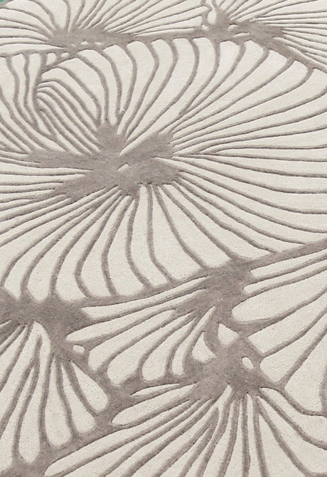 Petals Modern Floral Lace Beige Hand Tufted 5x7 Wool Rug