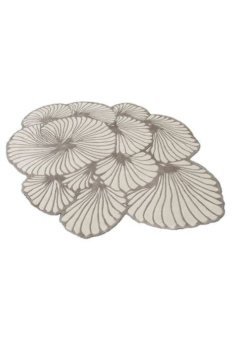Petals Modern Floral Lace Beige Hand Tufted 5x7 Wool Rug