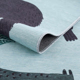 Petey Blue Animal Print Washable Kids Rug - Clearance-Rugs-Parc Decor