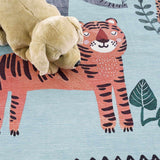 Petey Blue Animal Print Washable Kids Rug - Clearance-Rugs-Parc Decor