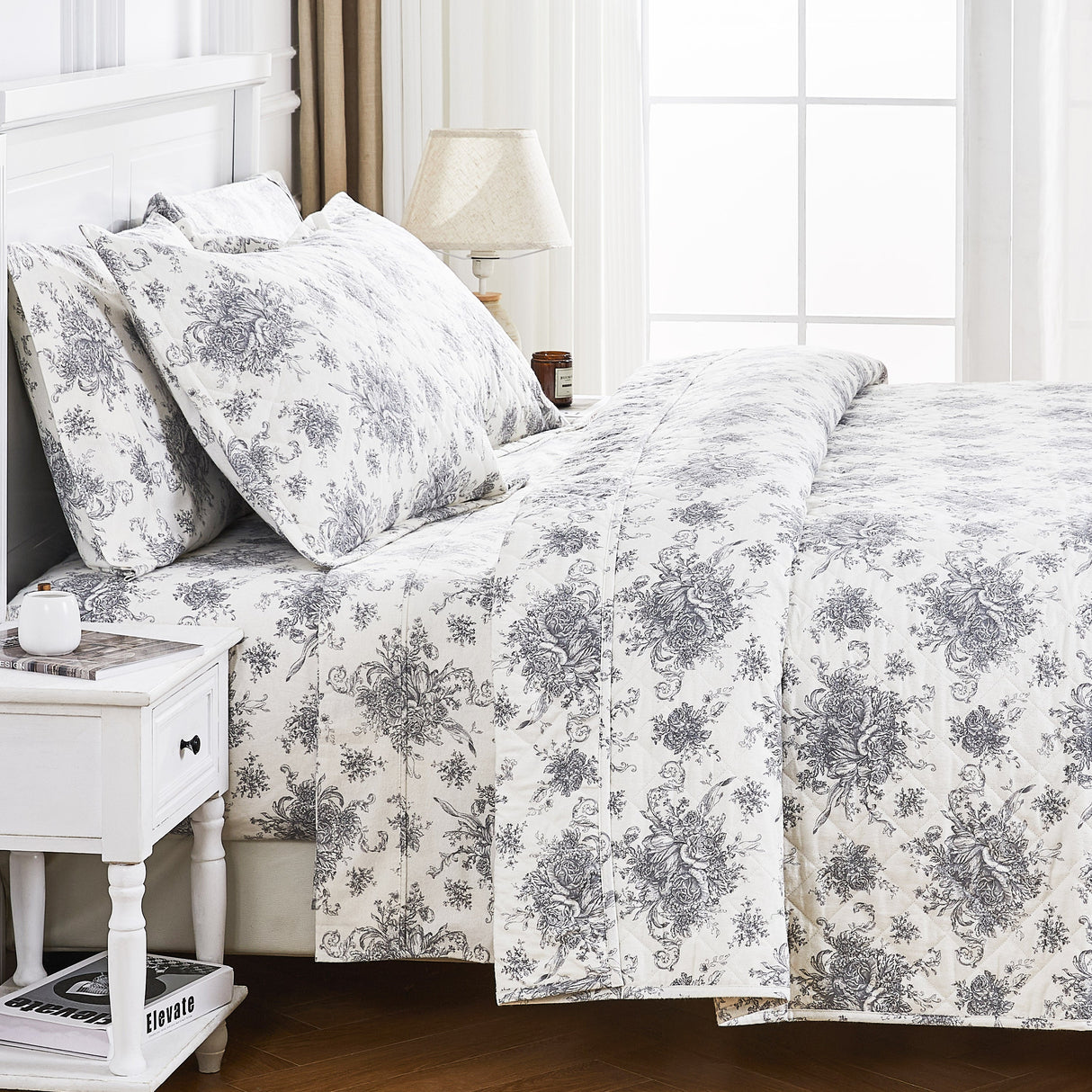 Petit Toile Cotton Flannel Quilt Set-Quilt-Parc Decor